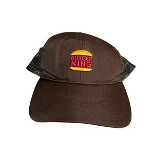 Burger King Logo Trucker Hat Brown Mesh Snapback Cap Adult